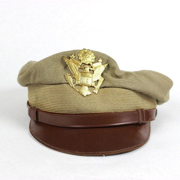 USAAF officer summer khaki / tan service cap - Identified