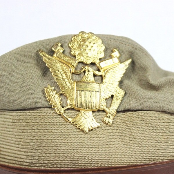 USAAF officer summer khaki / tan service cap - Identified