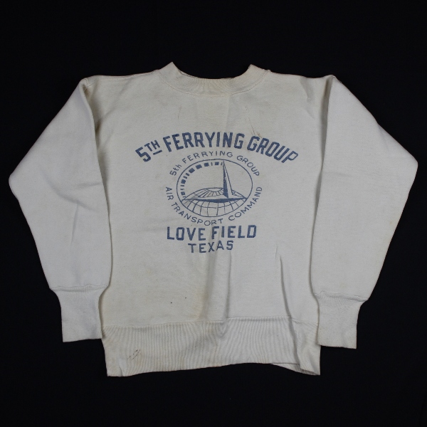 Scarce 1940s white cotton sweatshirt - 5th Ferrying Group