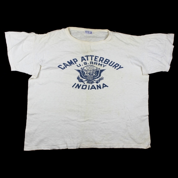 Scarce 1940s white cotton t-shirt - Camp Atterbury, IN