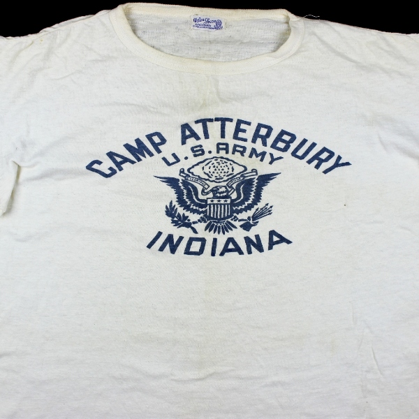 Scarce 1940s white cotton t-shirt - Camp Atterbury, IN