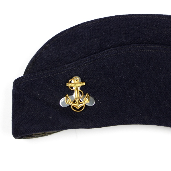 44th Collectors Avenue - US Navy WAVES blue wool side cap w/ insignia