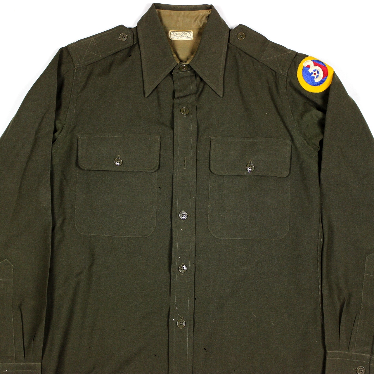 44th Collectors Avenue - USAAF OD wool gabardine officers dress shirt ...